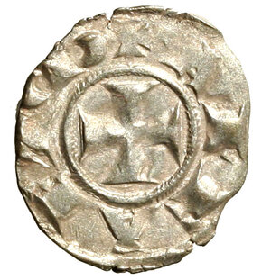 reverse: SIENA. Repubblica (sec. XII-1390) Denaro (g. 0,71) S tra globetti R/ Croce. MIR 484, CNI t. 22, 25.     AR    RARO    +SPL