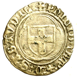 obverse: BOURG. Filiberto I ( 1472-1482) Parpagliola (g. 2,39) (zecchiere Peronetto Guillod) Stemma in doppia cornice trilobata R/ Croice accantonata da 4 lacci in doppia cornice quadrilobata. Sim. 4/2.      AR    RARO        qSPL