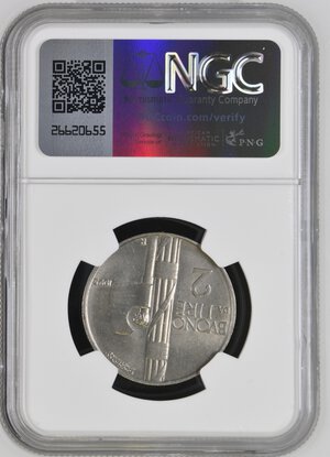 reverse: Regno d Italia. Vittorio Emanuele III (1900-1943). Buono da 2 lire 1925. Ag. In slab NGC - MS 64