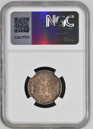 reverse: Regno d Italia. Vittorio Emanuele III (1900-1943). Albania colonia italiana. 5 lek 1939. Ag. Gig.2.  In slab NGC - MS62