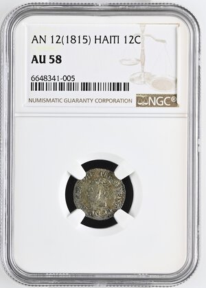 obverse: HAITI. 12 Centimes An 12 (1815). IN SLAB NGC - AU 58