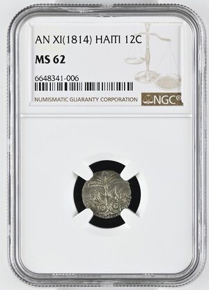 obverse: HAITI. 12 Centimes An XI (1814). IN SLAB NGC - MS 62