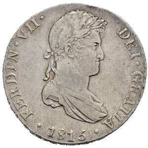 obverse: PERU. Ferdinando VII di Spagna (1808-1833). Lima. 8 reales 1815 JP. Ag. KM#117.1. BB+