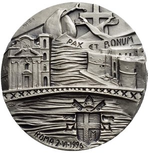 reverse: Medaglie Papali. Giovanni Paolo II. Roma. Medaglia 1996. AE argentato (136 g - 60 mm). S.Egidio Maria di S.Giuseppe O.F.M. FDC