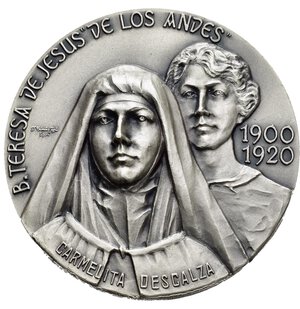 obverse: Medaglie Papali. Giovanni Paolo II. Roma. Medaglia 1987. AE argentato (128 g - 60 mm). B.Teresa De Jesus De Los Andes - Carmelita Descalza. FDC