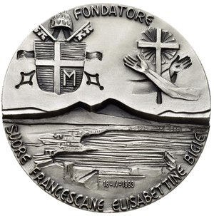 reverse: Medaglie Papali. Giovanni Paolo II. Roma. Medaglia 1993. AE argentato (127 g - 60 mm). Beato Ludovico da Casoria - Suore Francescane Elisabettiane Bigie. FDC