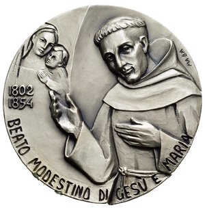 obverse: Medaglie Papali. Giovanni Paolo II. Roma. Medaglia 1995. AE argentato (126 g - 60 mm). Beato Modestino di Gesù e Maria. Piccoli punti di ossidazioni. FDC