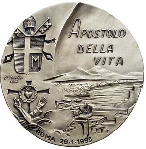 reverse: Medaglie Papali. Giovanni Paolo II. Roma. Medaglia 1995. AE argentato (126 g - 60 mm). Beato Modestino di Gesù e Maria. Piccoli punti di ossidazioni. FDC