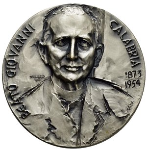 obverse: Medaglie Papali. Giovanni Paolo II. Roma. Medaglia 1988. AE argentato (132 g - 60 mm). Beato Giovanni Calabria - Verona 1988. Piccoli punti di ossidazioni al R/. FDC