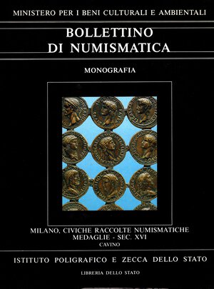 obverse: JOHNSON  C. - MARTINI R. - Catalogo delle medaglie CAVINO. Civiche Raccolte Numismatiche di Milano. Roma, 1989.  pp. 218, tavv. 18 a colori + ,90 tavv. b\n. ril ed. ottimo stato. importante opera degli autori su questo medaglista con 700 esemplari schedati e fotografati. Modesti, 1523