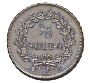 reverse:  REPUBBLICA ITALIANA  (1802-1805)  1/2 Soldo 1804 A. III  M, Milano   Crippa 20   Pagani Prove 462   Cu   5,25 g   22,9 mm   R   • Ex InAsta 70/636   FDC  