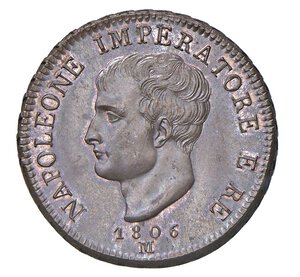 obverse:  NAPOLEONE I  (1804-1814)  Soldo 1806 Progetto, M, Milano   Pagani Prove 489   Cu   9,93 g   27,8 mm   RRR   • Ex Negrini 34/952   q.FDC  