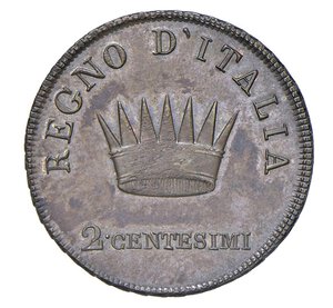 reverse:  NAPOLEONE I  (1804-1814)  2 Centesimi 1806 Progetto, M, Milano   Pagani Prove 501   Cu   4,12 g   22,7 mm   RRR   • Ex Nomisma 47/1107 con la nota 