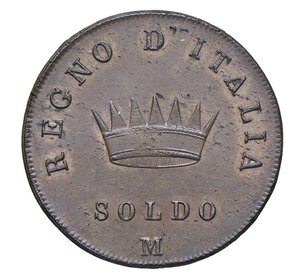 reverse:  NAPOLEONE I  (1804-1814)  Soldo 1807  M, Milano   Pagani 72   Mont. 295   Gig. 204   Cu   10,55 g   27,8 mm   • Ex InAsta 34/987 con la nota 