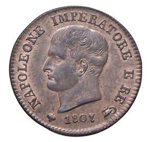 obverse:  NAPOLEONE I  (1804-1814)  1 Centesimo 1807  M, Milano   Pagani 86   Mont. 313   Gig. Cu   2,15 g   19,2 mm   • Ex Nomisma 47/1108 co la nota 