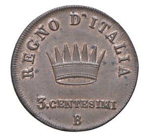 reverse:  NAPOLEONE I  (1804-1814)  3 Centesimi 1808  B, Bologna   Pagani 69   Mont. 114   Gig. 219   Cu   6,20 g   23,9 mm   SPL÷FDC  