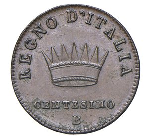 reverse:  NAPOLEONE I  (1804-1814)  1 Centesimo 1808  B, Bologna   Pagani 73   Mont. 120   Gig. 234   Cu   2,26 g   19,2 mm   FDC  