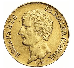 obverse: FRANCIA - NAPOLEONE I, Console  (1799-1804)  20 Franchi An. 12 A, Parigi   Varesi 255   Fr. 480   Au   6,41 g   21,1 mm   BB  