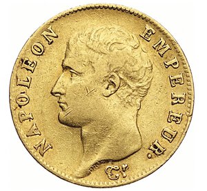 obverse: FRANCIA - NAPOLEONE I, Imperatore  (1804-1814)  20 Franchi An. 13 A, Parigi   Varesi 258   Fr. 487a   Au   6,37 g   21 mm   BB  