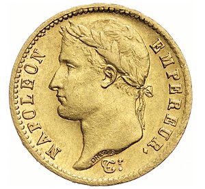 obverse: FRANCIA - NAPOLEONE I, Imperatore  (1804-1814)  20 Franchi 1808 A, Parigi   Varesi 277   Fr. 499   Au   6,45 g   21,1 mm   BB+  