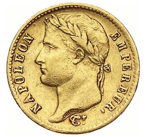 obverse: FRANCIA - NAPOLEONE I, Imperatore  (1804-1814)  20 Franchi 1812 W, Lille   Varesi 309   Fr. 512   Au   6,42 g   21,1 mm   BB+  