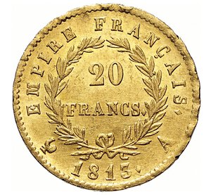 reverse: FRANCIA - NAPOLEONE I, Imperatore  (1804-1814)  20 Franchi 1813 A, Parigi   Varesi 310   Fr. 511   Au   6,46 g   21 mm   SPL÷FDC  