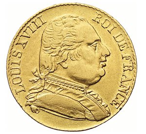 obverse: FRANCIA - LUIGI XVIII  (1814-1824)  20 Franchi 1815 R, Londra   Varesi 339   Fr. 531   Au   6,35 g   21 mm   • Moneta coniata durante l esilio. Spazzolata   BB  