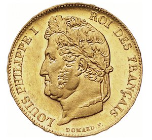 obverse: FRANCIA - LUIGI FILIPPO I  (1830-1848)  20 Franchi 1841 A, Parigi   Varesi 428   Fr. 560   Au   6,45 g   21,2 mm   • Di grande conservazione, fondi quasi speculari   SPL÷FDC  