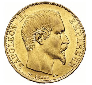 obverse: FRANCIA - NAPOLEONE III  (1852-1870)  20 Franchi 1859 A, Parigi   Varesi 465   Fr. 531   Au   6,45 g   21,3 mm   SPL÷FDC  