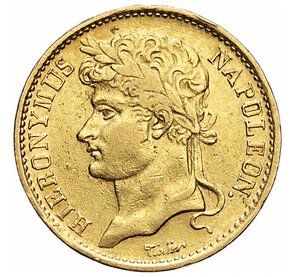 obverse: GERMANIA - Westphalia - GEROLAMO NAPOLEONE  (1807-1813)  20 Franchi 1811 C, Cassel   Varesi 535   Fr. 3517   R   BB  