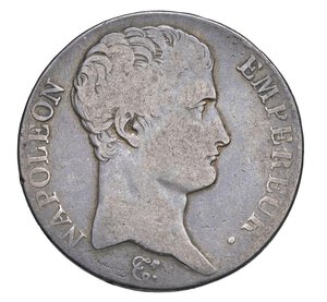 obverse:  NAPOLEONE I  (1804-1814)  5 Franchi An 13 (1804-1805)  U, Torino   Pagani 25   Mont. 30   Gig. 23   Ag   24,66 g   37,4 mm   RR   • Asta Raffaele Negrini 29-30 Novembre 1995, Mantegazza 470; già asta Varesi 57/936   MB  