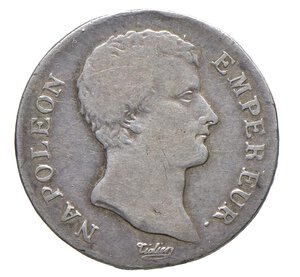 obverse:  NAPOLEONE I  (1804-1814)  1 Franco An 13 (1804-1805)  U, Torino   Pagani 38   Mont. 43   Gig. 38   Ag   g 5 circa   23 mm circa   RRR   • Sigillata BB da perito, a nostro avviso   MB/q.BB  