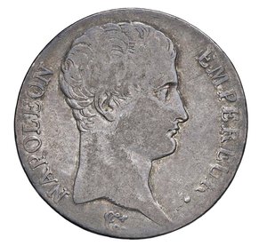 obverse:  NAPOLEONE I  (1804-1814)  5 Franchi 1807  U, Torino   Pagani 28   Mont. 33   Gig. 25   Ag   24,80 g   37,3 mm   RR   • Ex Varesi 56/332   MB  