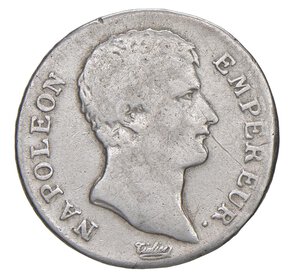 obverse:  NAPOLEONE I  (1804-1814)  1 Franco 1807  U, Torino   Pagani 47   Mont. 52   Gig. 47   Ag   g 4,88   22,8 mm   RRRR   • Graffio al D/; pulita   B/MB  