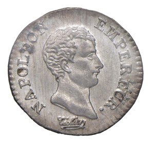 obverse:  NAPOLEONE I  (1804-1814)  Quarto di Franco 1807  U, Torino   Pagani 63   Mont. 68   Gig. 65   Ag   1,25 g circa   14,5 mm circa   RR   • Di eccezionale conservazione, Sigillata FDC da Emilio Tevere   FDC  