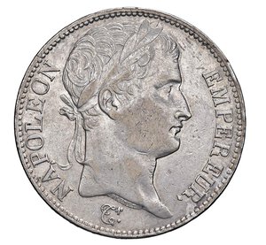 obverse:  NAPOLEONE I  (1804-1814)  5 Franchi 1809  U, Torino   Pagani 30   Mont. 36   Gig. 27   Ag   24,93 g   37,1 mm   RR   • Ex InAsta 42/1638; ottimo dritto, dei buoni rilievi e dettagli ma leggermente lucidata   q.SPL/BB  