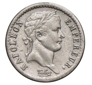 obverse:  NAPOLEONE I  (1804-1814)  Mezzo Franco 1811 contorno liscio, U, Torino   Pagani 59a   Mont. 64   Gig. 61   Ag   2,45 g   17,9 mm   RR   • Ex Nomisma 40/1006 con la nota 