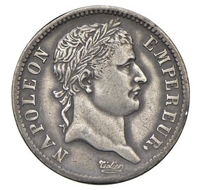 obverse:  NAPOLEONE I  (1804-1814)  1 Franco 1812  R coronata, Roma   Pagani 96   Mont. 79 (R4)   Gig. 51   Ag   4,91 g   23 mm   RRR   • Ex WAG 33/110; ritocchi   BB  