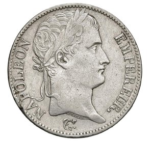 obverse:  NAPOLEONE I  (1804-1814)  5 Franchi 1812  U, Torino   Pagani 33   Mont. 38   Gig. 31   Ag   24,90 g   37 mm   RR   MB  