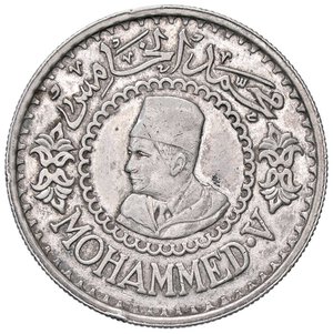 obverse: ESTERE - MAROCCO - Mohammed V (1927-1962) - 500 Franchi 1956 (AH 1376) Kr. 54  AG  Segnetti. BB-SPL