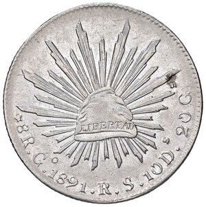 reverse: ESTERE - MESSICO - Repubblica (1823) - Peso 1891 Go RS Kr. 408  AG. BB-SPL