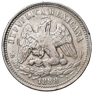 obverse: ESTERE - MESSICO - Repubblica (1823) - 25 Centavos 1888 Cn M Kr. 406.2  AG. BB