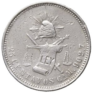 reverse: ESTERE - MESSICO - Repubblica (1823) - 25 Centavos 1888 Cn M Kr. 406.2  AG. BB