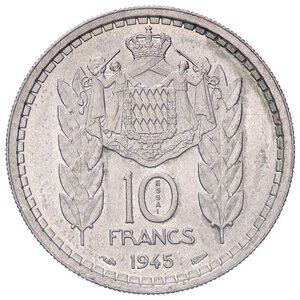 reverse: ESTERE - MONACO - Luigi II (1922-1949) - 10 Franchi 1945 - ESSAI Kr. E18  NI. FDC