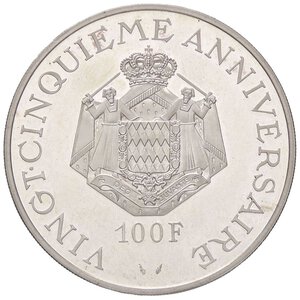 reverse: ESTERE - MONACO - Ranieri III (1949-2005) - 100 Franchi 1974 - XXV Anniversario del regno Kr. M3  AG. FS