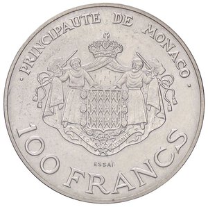 reverse: ESTERE - MONACO - Ranieri III (1949-2005) - 100 Franchi 1982 - Principe Alberto ESSAI Kr. E75 R AG. qFDC