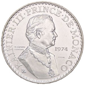 obverse: ESTERE - MONACO - Ranieri III (1949-2005) - 50 Franchi 1974 - XXV Anniversario di Regno ESSAI Kr. E66 R AG 1000 pezzi coniati. FS