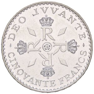 reverse: ESTERE - MONACO - Ranieri III (1949-2005) - 50 Franchi 1974 - XXV Anniversario di Regno ESSAI Kr. E66 R AG 1000 pezzi coniati. FS