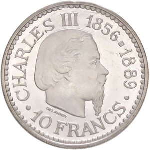 obverse: ESTERE - MONACO - Ranieri III (1949-2005) - 10 Franchi 1966 - Anniversario Carlo III Kr. 146  AG. FS