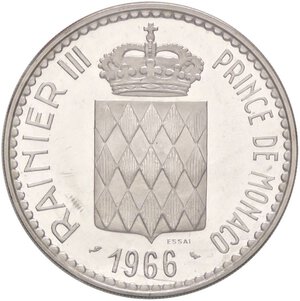 reverse: ESTERE - MONACO - Ranieri III (1949-2005) - 10 Franchi 1966 - Anniversario Carlo III Kr. 146  AG. FS